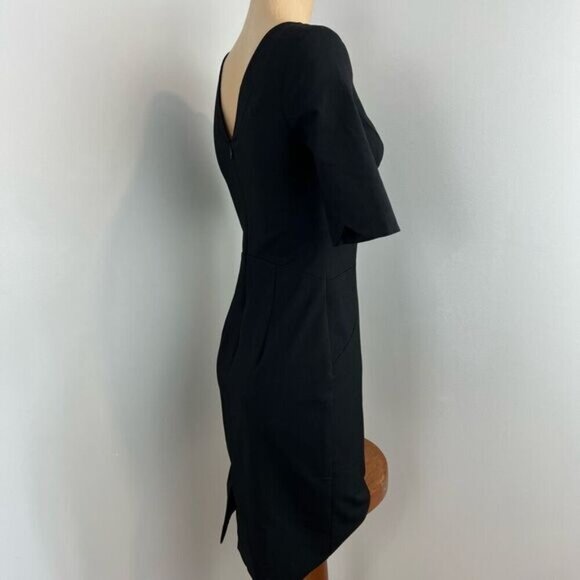 Office Little Black Dress Low Back Stretch Workwear Size XS Cocktail Midi - Picture 5 of 15